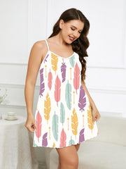 Feather & Arrow Print V Neck Cami Sleep Dress