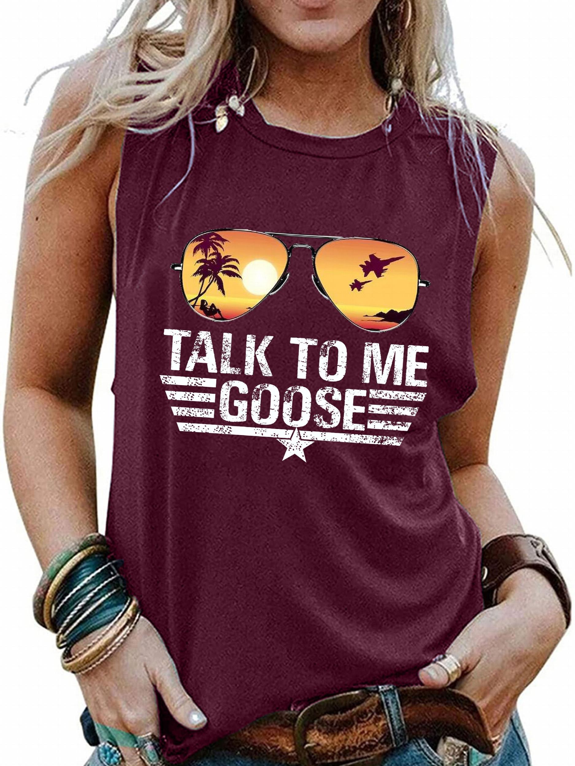 Letter & Glasses Print Sleeveless Top