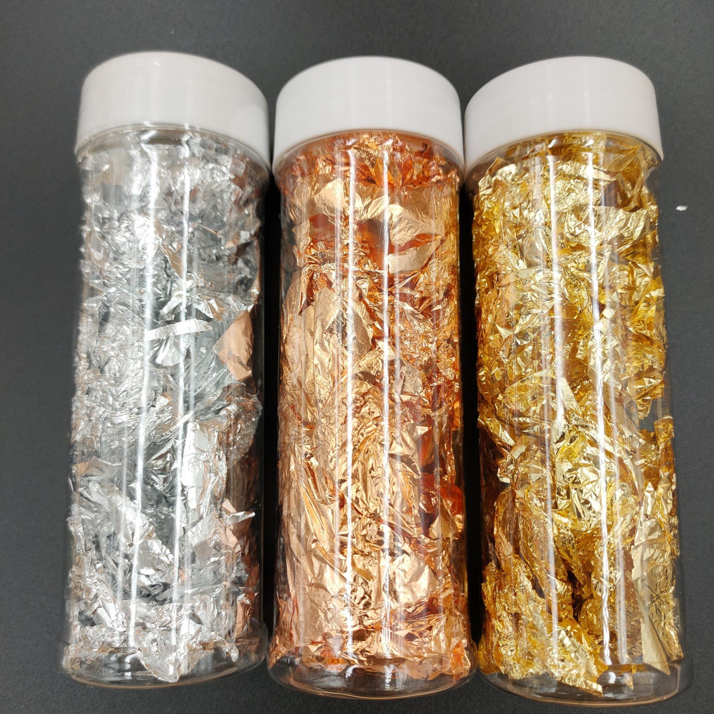 1pc 2g Golden Foil Silver Rose Cake Decoration Nail Art Crushed Mousse Poin