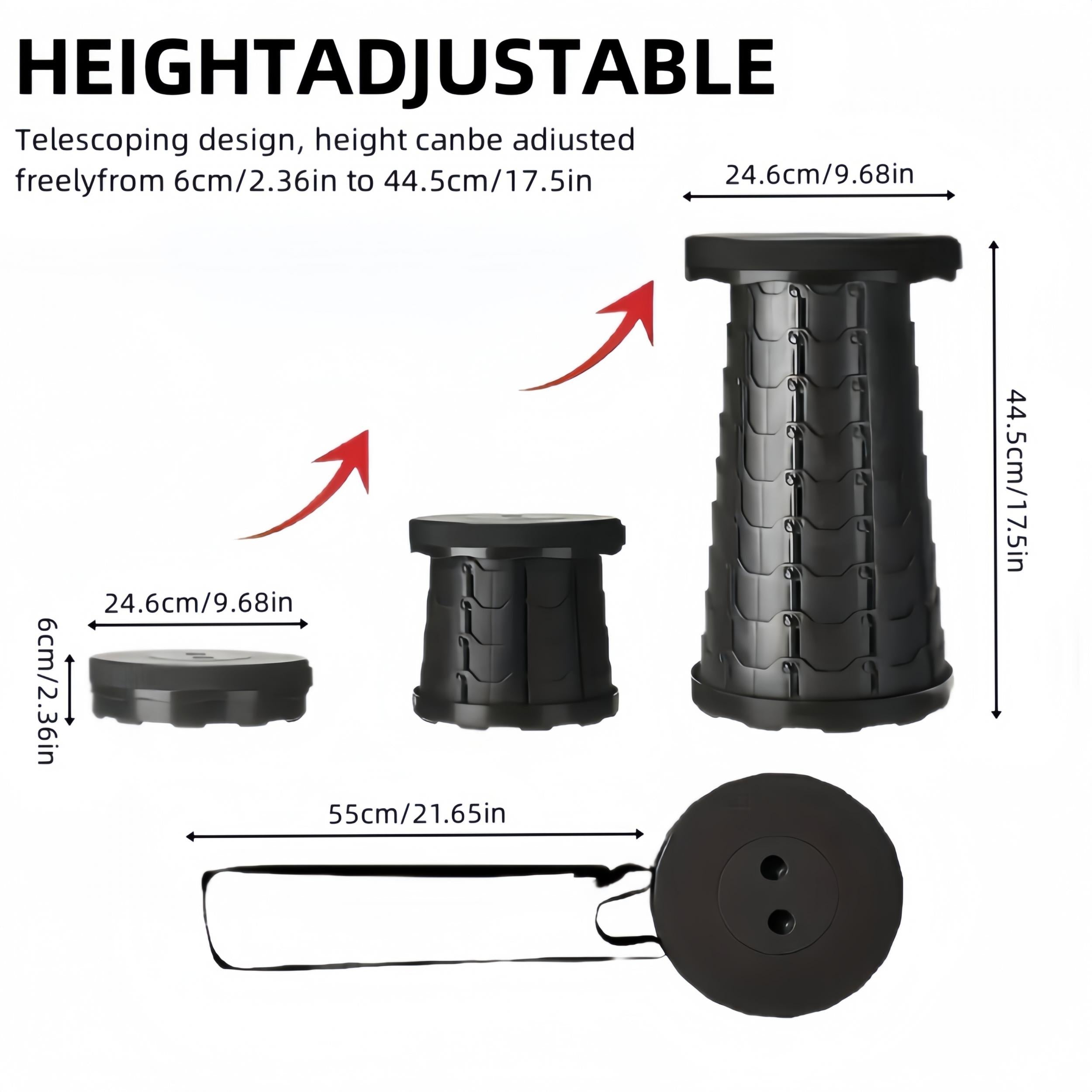 Ultralight Telescopic Stool for Camping & Fishing, Supports Up To 550lbs