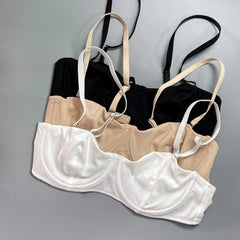 3pcs Solid Push Up Bras Comfy & Breathable Women's Lingerie