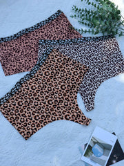 3 Pack Plus Size Sexy Panties Set Women's Leopard Print Seamless