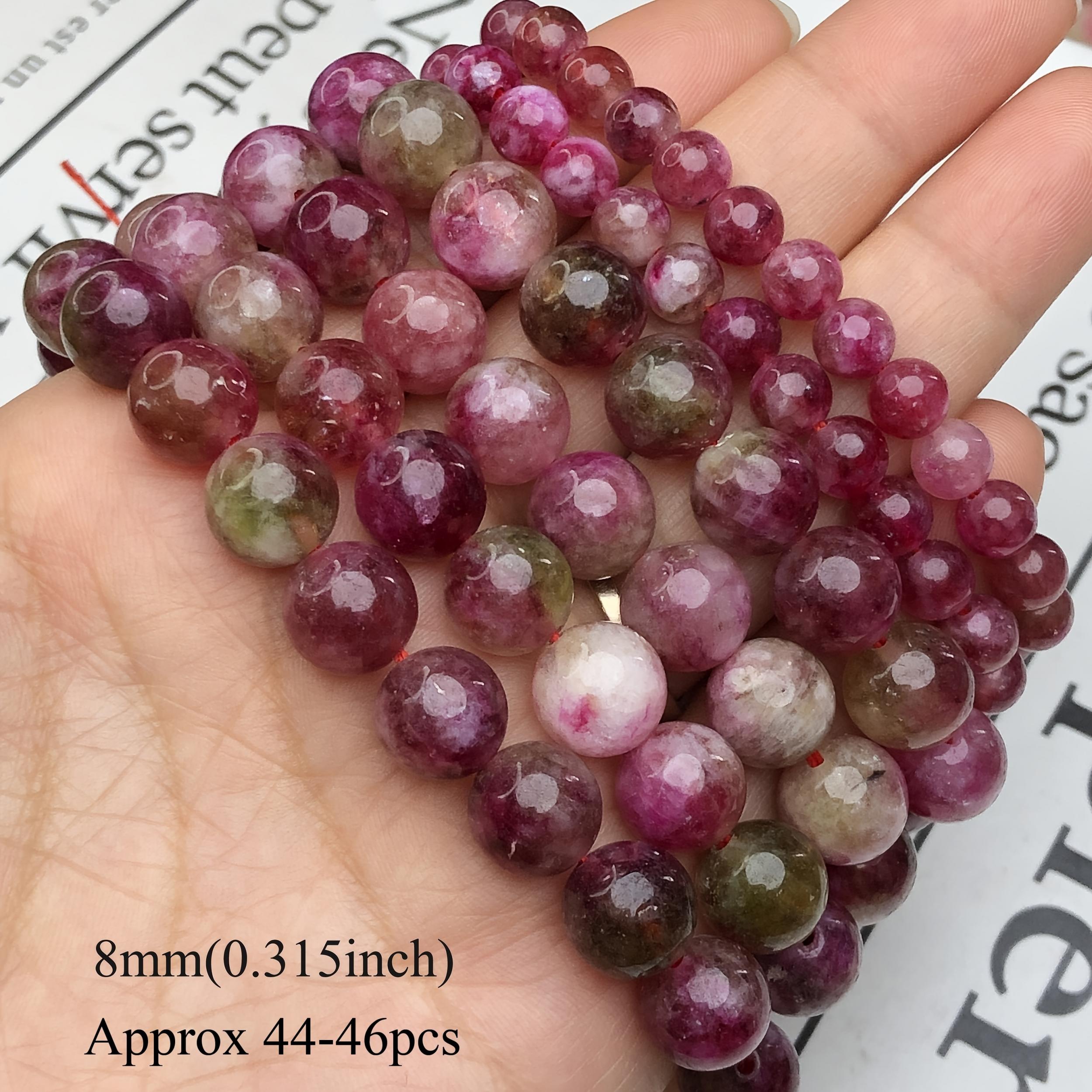 Pink Tourmaline Crystal Beads Round Loose Spacer Beads 8mm