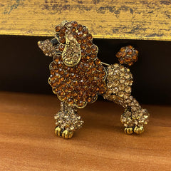 Pink Stone Poodle Brooch For Men