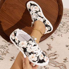 Peach Blossom Printed Canvas Low Top Shoes for Women