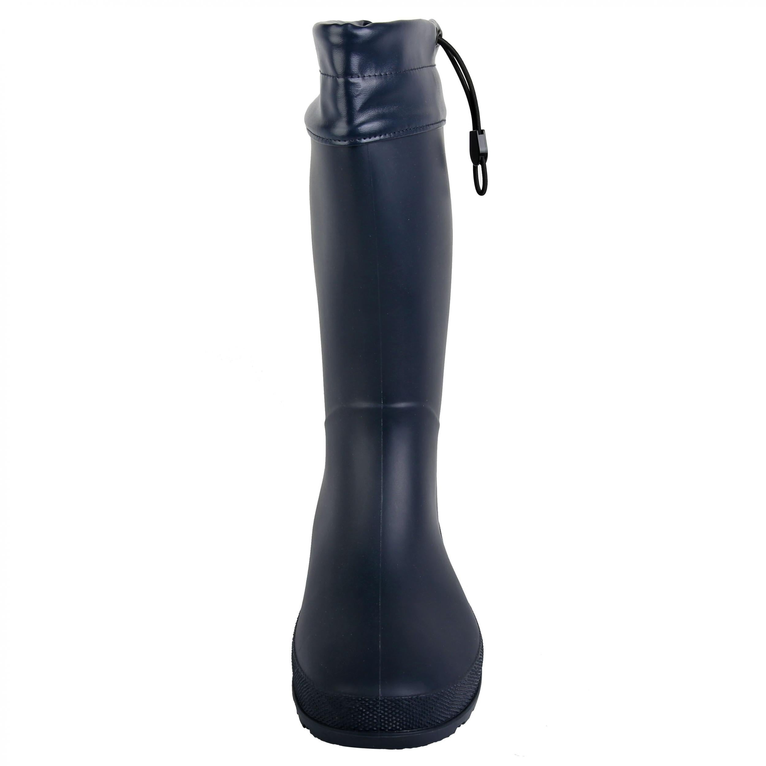Waterproof PVC Round Toe Flat Rain Boots Lightweight Comfortable