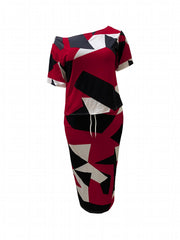 Women's Plus Size Colorblock Geometric Print Top & Skirt Set