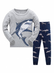 Boys Dinosaur Print Pajamas Set Cozy Long Sleeve Homewear