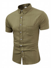 Men's Casual Short Sleeve Shirt for Summer Vacation