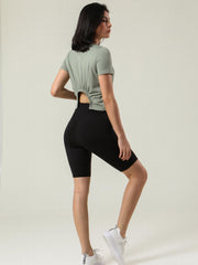 Women's High Waist Tight Pants Running Sports Fitness Pants Bike Shorts