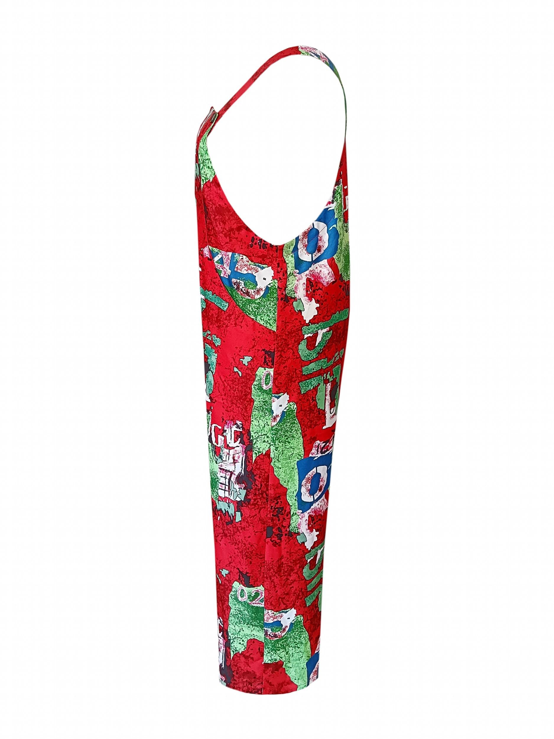 Casual Allover Print Button Detail Square Neck Wide Leg Jumpsuit