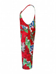 Casual Allover Print Button Detail Square Neck Wide Leg Jumpsuit