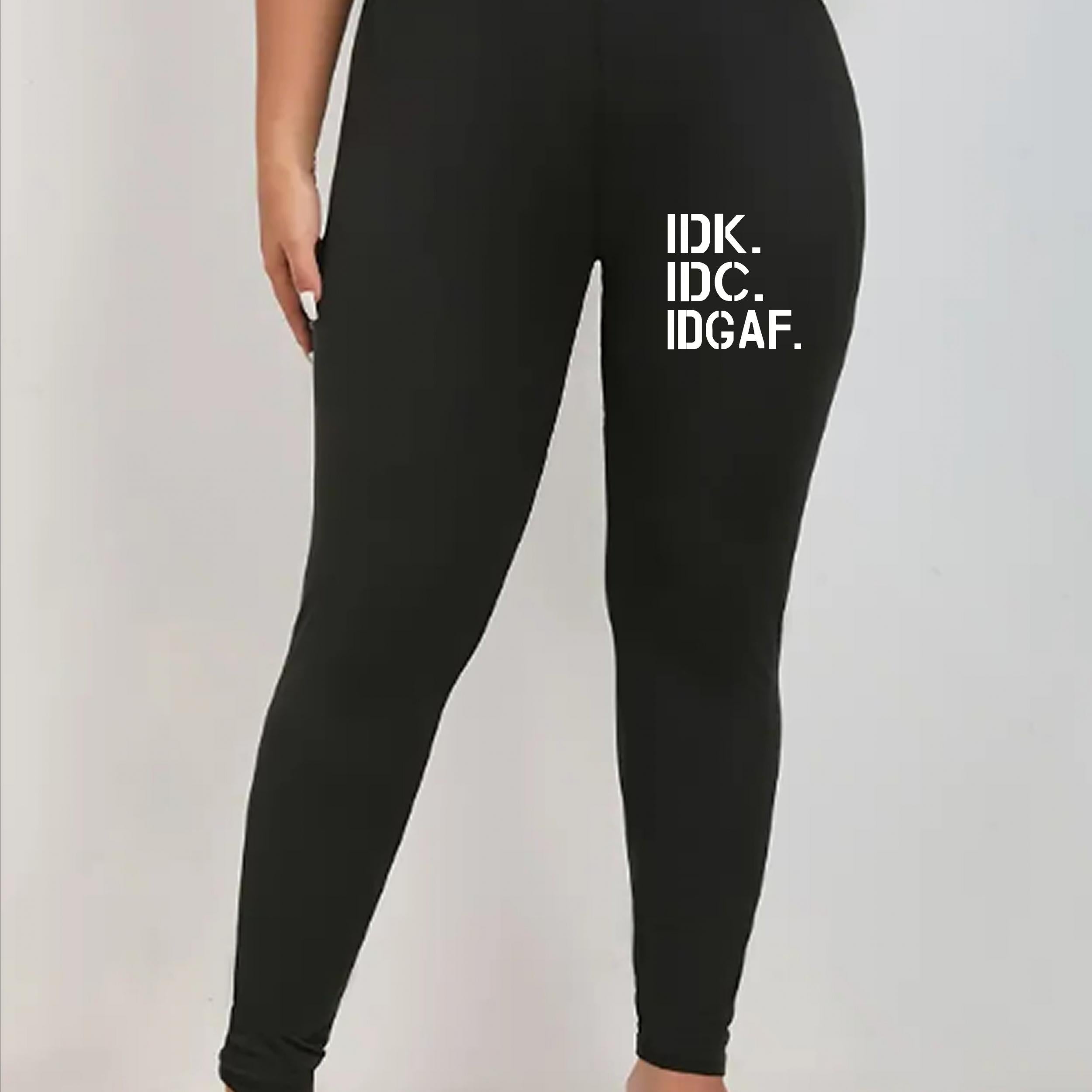Women's Plus Letter Print High Rise Stretch Yoga Leggings