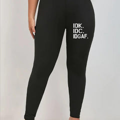 Women's Plus Letter Print High Rise Stretch Yoga Leggings