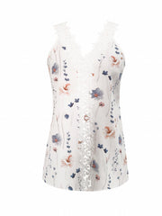 Floral Print Tank Top V Neck Sleeveless Top Women's Clothing
