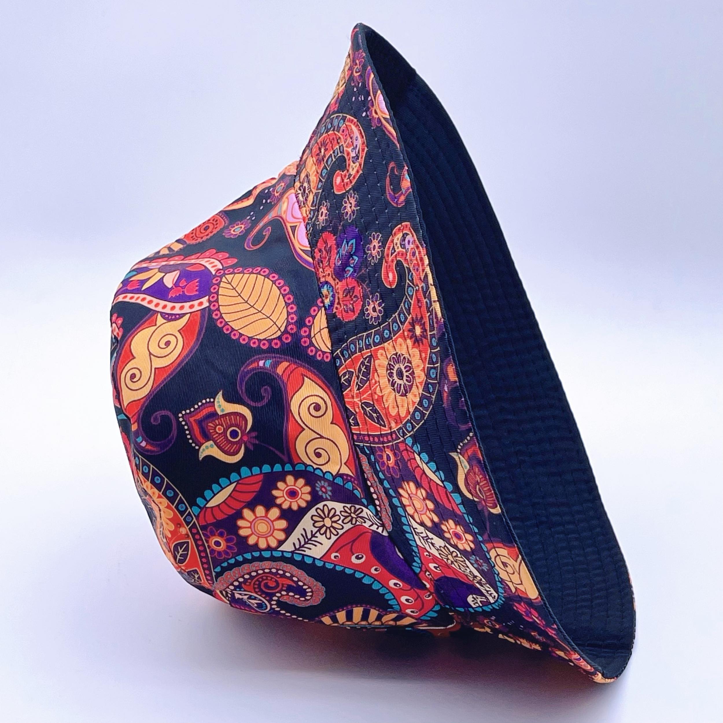 Cartoon Paisley Print Bucket Hat Red Vintage Basin Hat