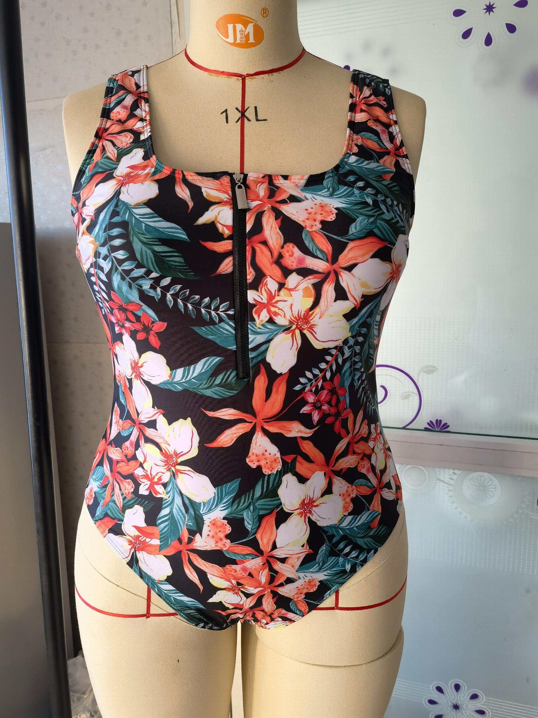 Boho Swimsuit Tropical Print One Piece Bathing Suit