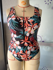 Boho Swimsuit Tropical Print One Piece Bathing Suit