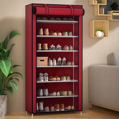 8 Tier Shoe Rack Organizer with Fabric Cover for Sneakers, Heels, Flats, Boots