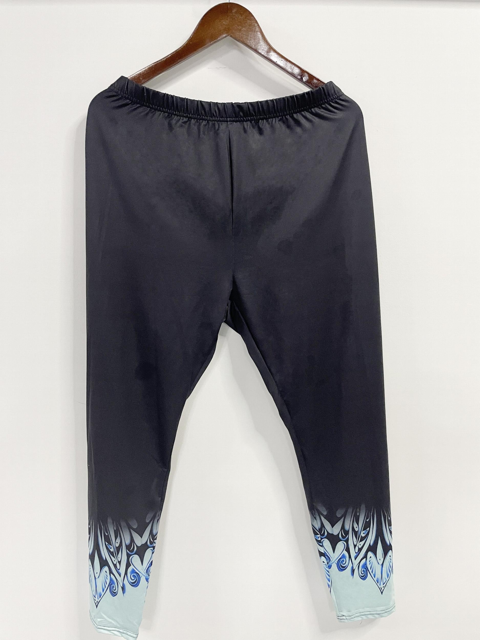 Ombre Floral Print High Rise Leggings
