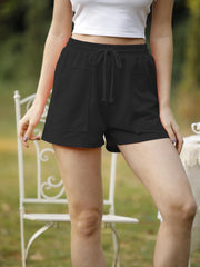 Drawstring Waist Dual Pockets Casual Shorts Women's