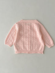 Baby Girls Casual Hollow Out Knit Cardigan for Spring