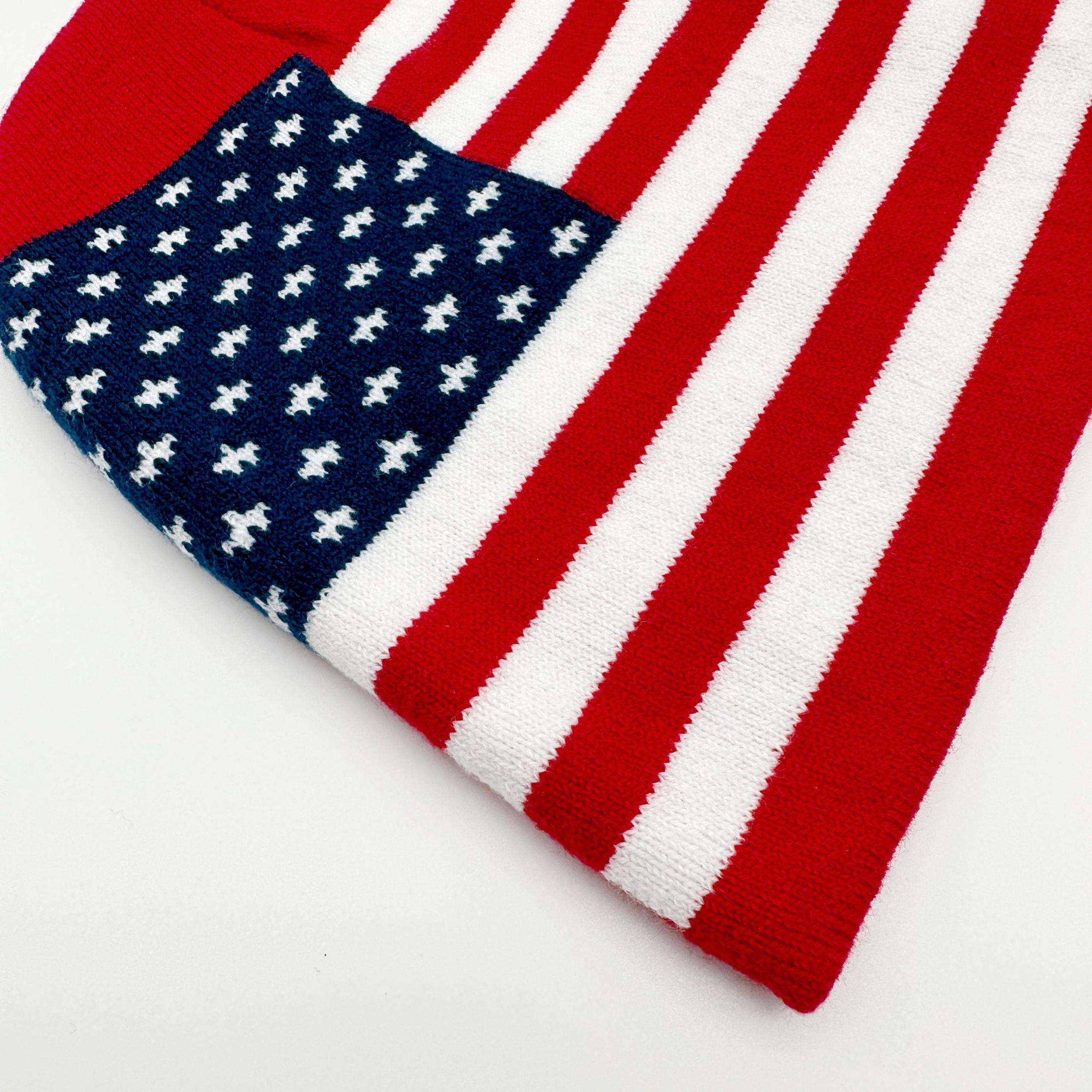 Red American Flag Knitted Hat