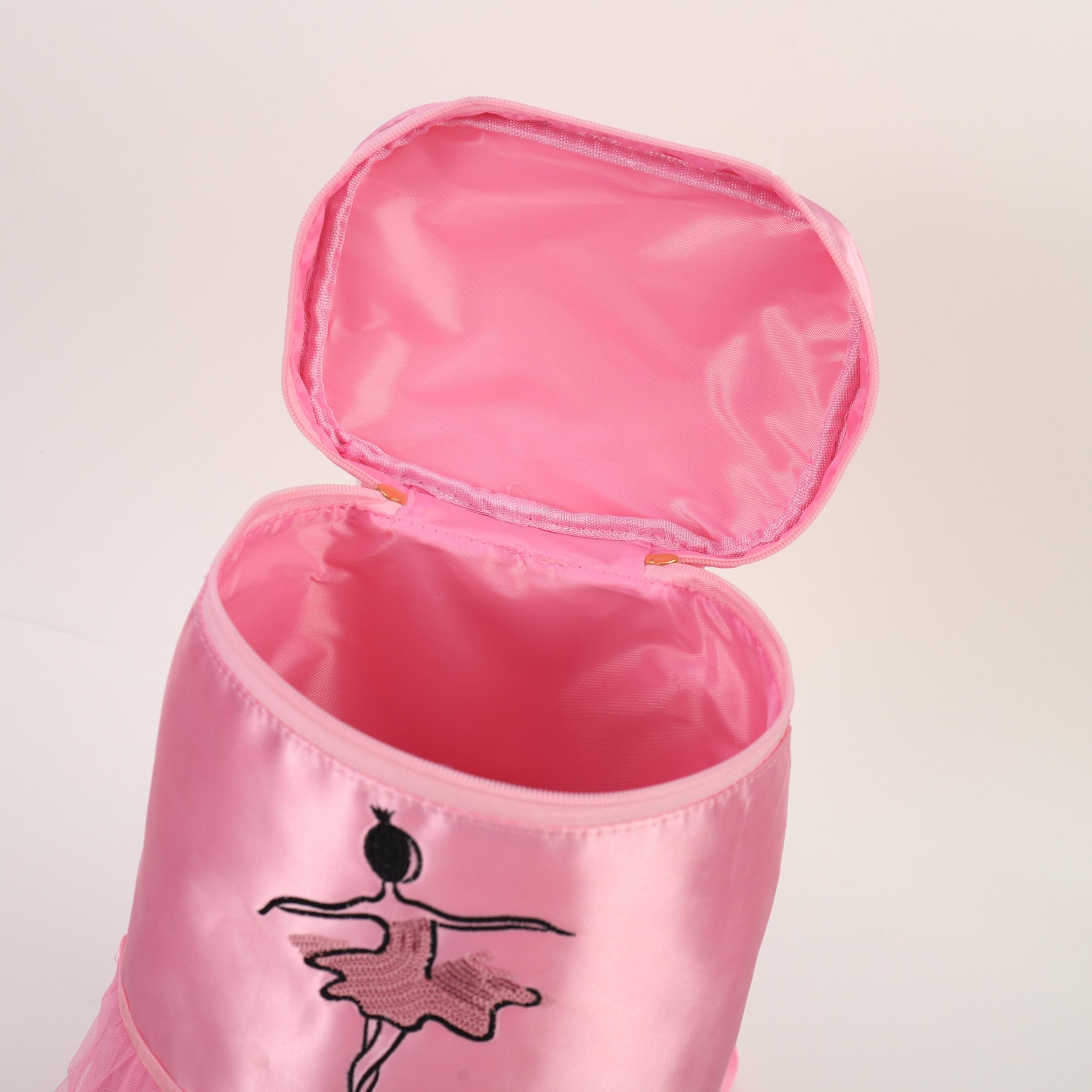 Ballet Girl Decor School Bag Zipper Bucket Bag for Girls