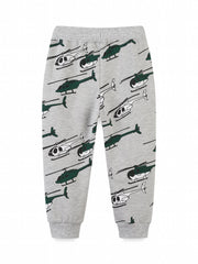 Kid's Helicopter Print Drawstring Sweatpants