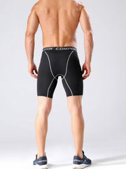 Men's Solid Pocket Compression Shorts Active Quick Drying Sports Pants
