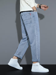 Men's Regular Elastic Waist Denim Jeans With Pockets
