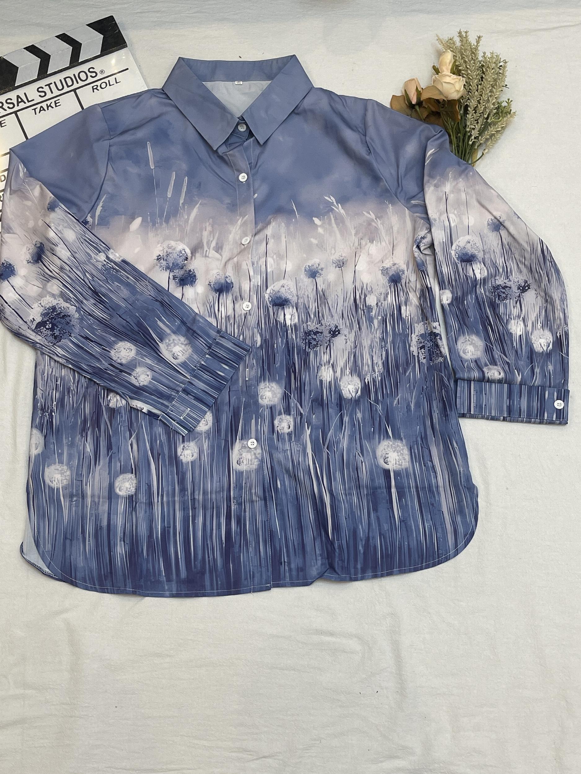 Dandelion Print Button Up Blouse