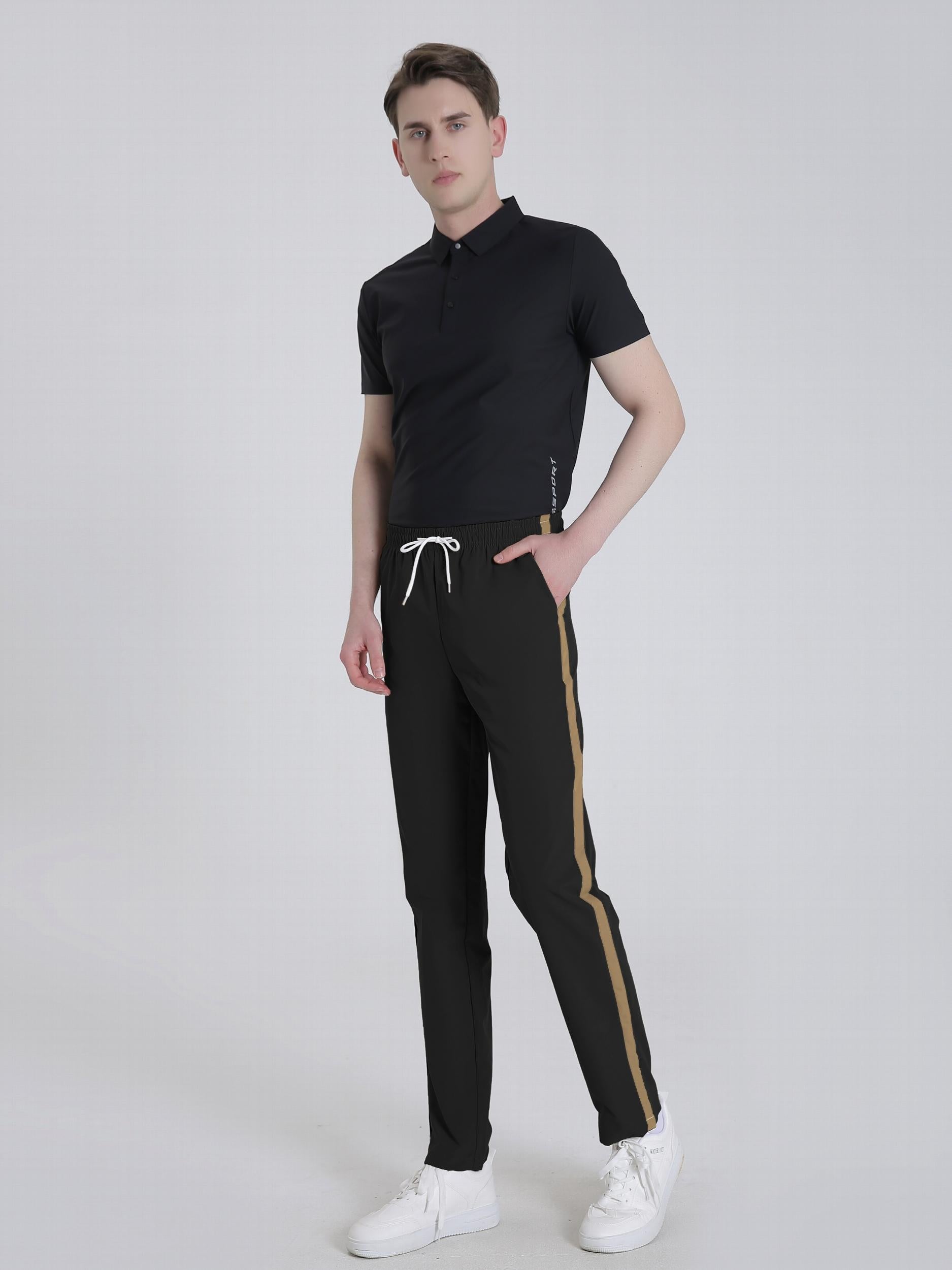 Stripe Patchwork Slacks Men's Casual Slim Fit Dress Pants