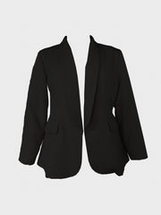 Solid Lapel Collar Open Front Slim Fit Blazer