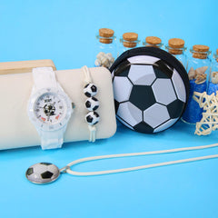 4pcs Boys Quartz Watch Set European and American Sport Style Soccer Wristwatch