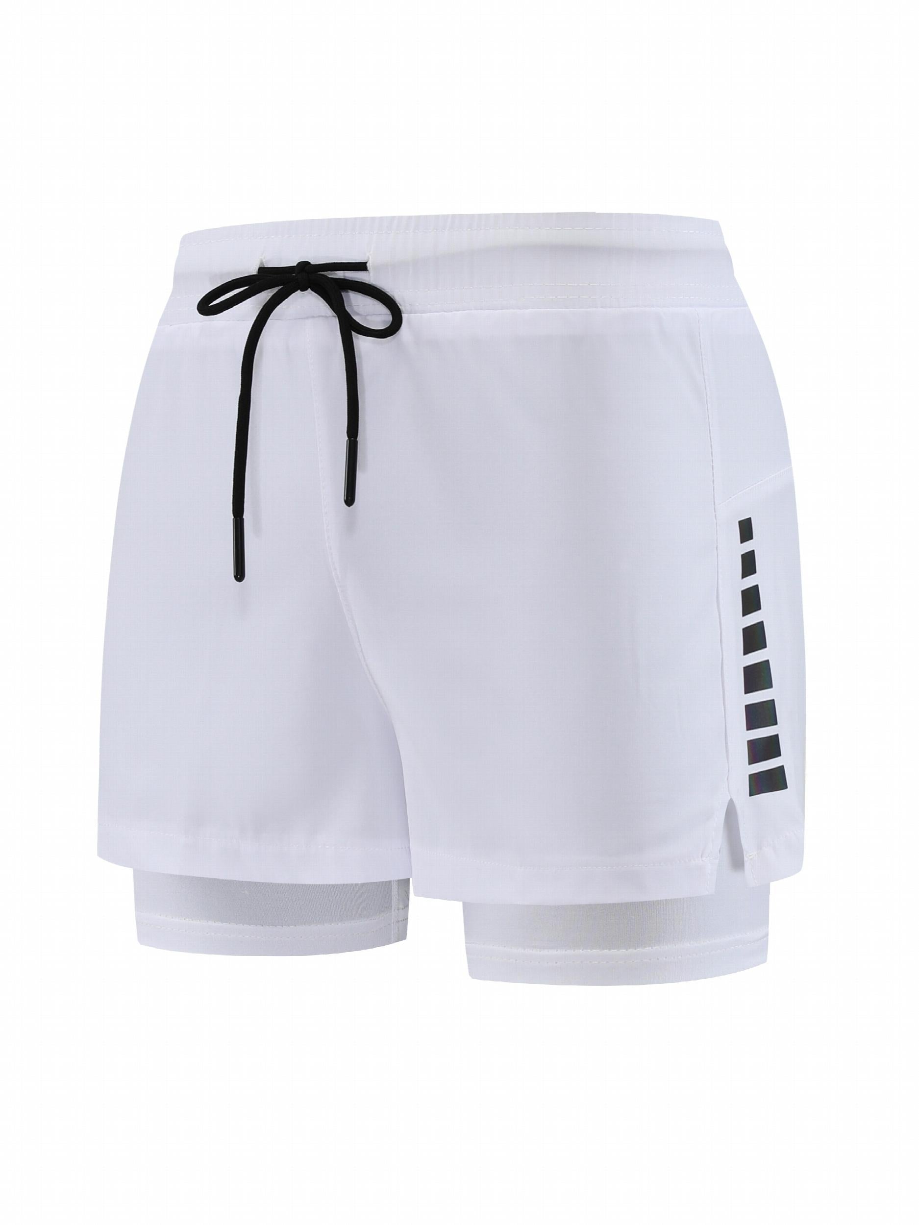 Double Layer Sports Shorts With Side Zipper Pocket
