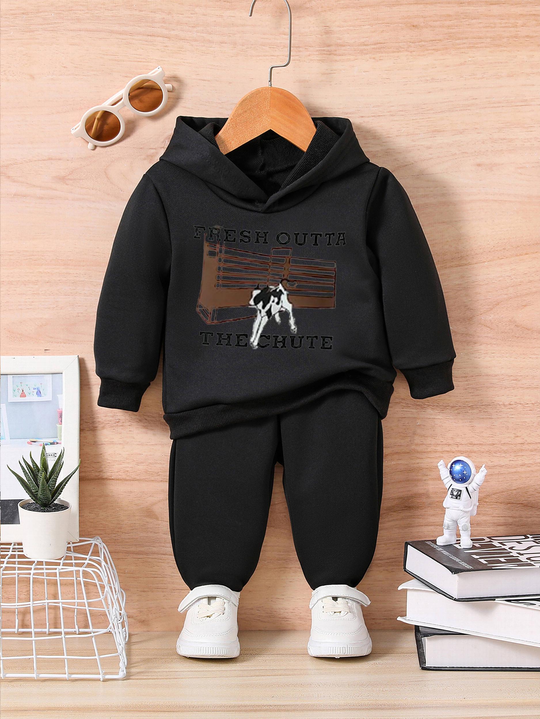 Infant Baby Trousers Long Sleeve Sweatshirt Set Cow Letter Print