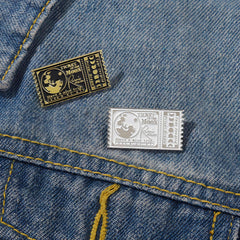 Metal Retro Movie Ticket Brooch For Backpack Bag