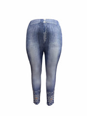 Women's Plus 3D Print High Rise Skinny Leggings