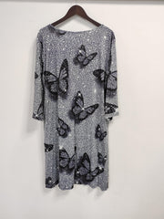 Butterfly Print Half Sleeve V Neck Dress