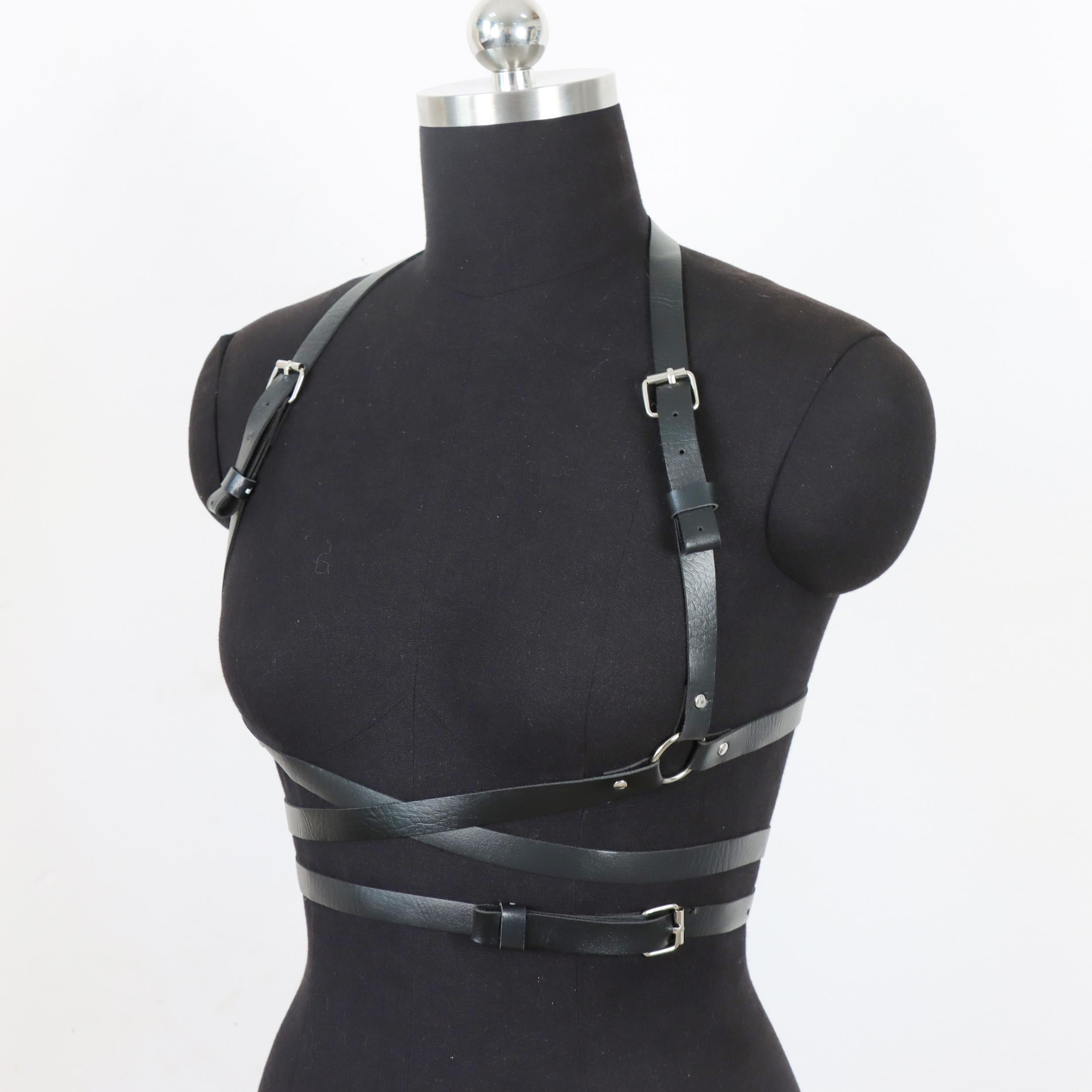 Gothic Cross PU Leather Harness Adjustable Corset Belt