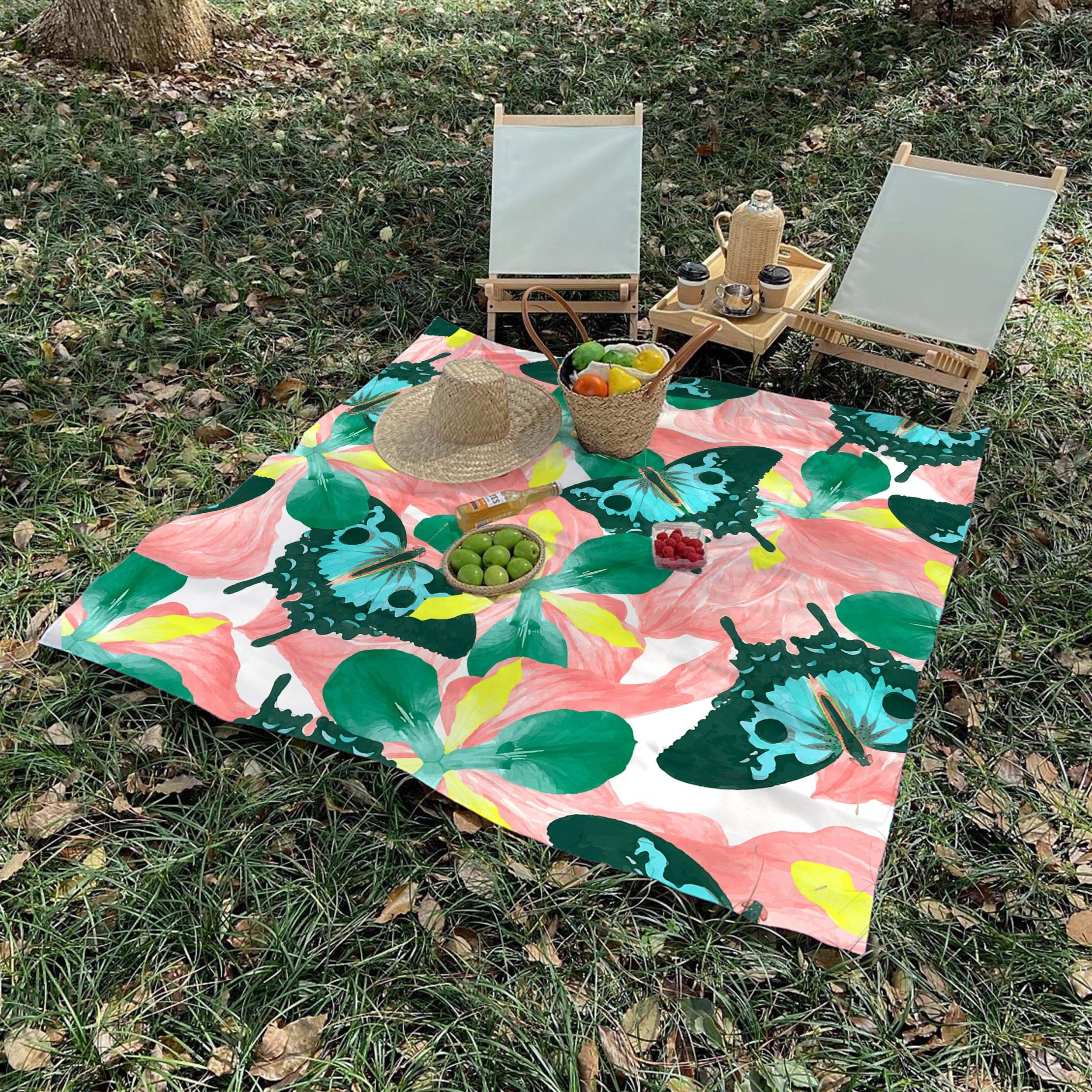 Outdoor Folding Waterproof Picnic Mat Butterfly Pattern for Camping