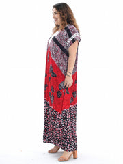 Graphic Print Kaftan Dress Set with Hijab