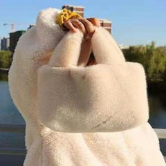 Soft Plush Shoulder Bag Ladies Lovely Purse Handbags Faux Fur Tote Bag