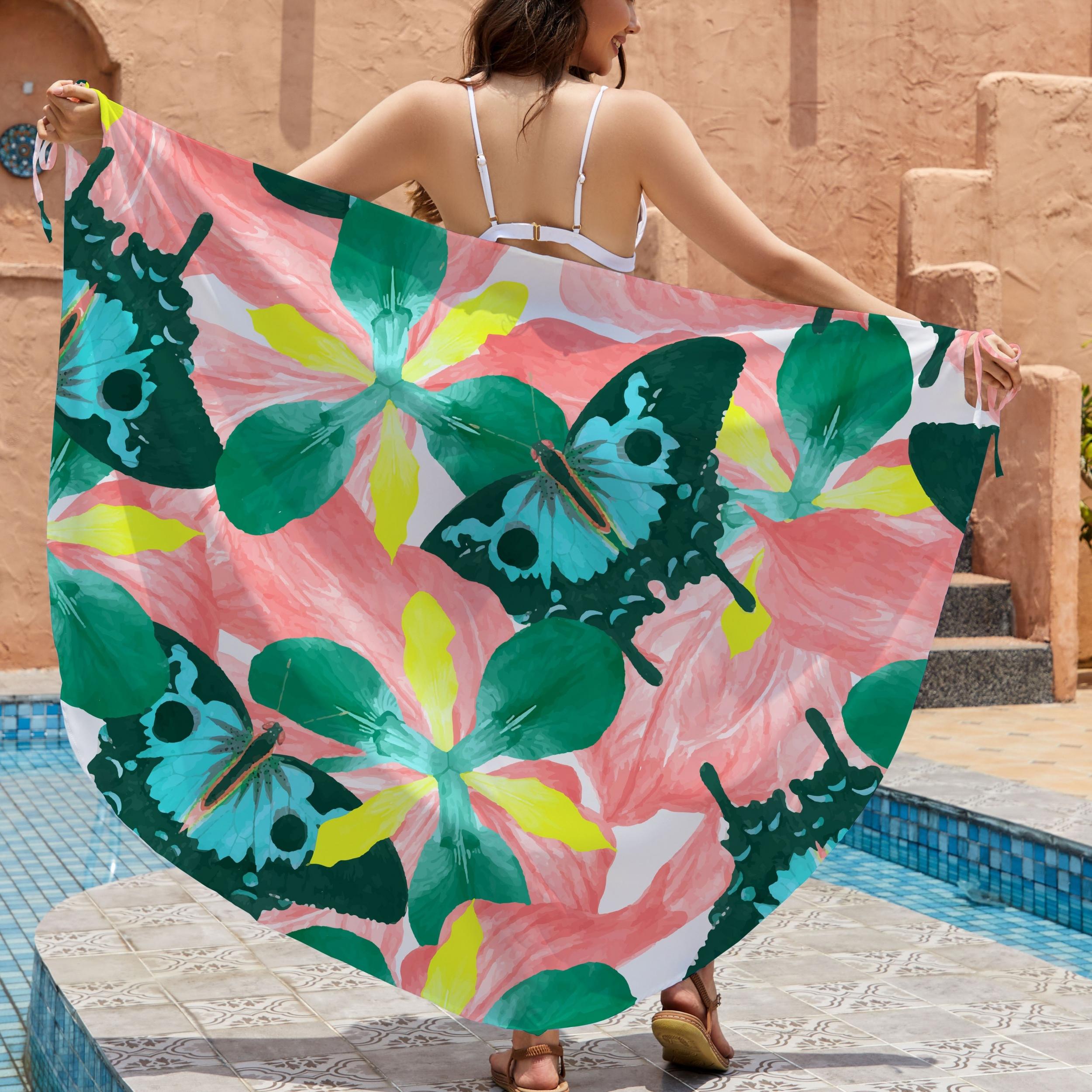 Butterfly Printed Beach Towel Sunscreen Beach Wrap Towel 57x30IN