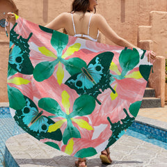 Butterfly Printed Beach Towel Sunscreen Beach Wrap Towel 57x30IN