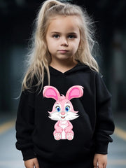 Girls 2pcs Rabbit Pattern Hoodie & Sweatpants Set
