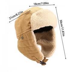 Outdoor Windproof Ear Protection Fleece Lined Warm Hat Men Women