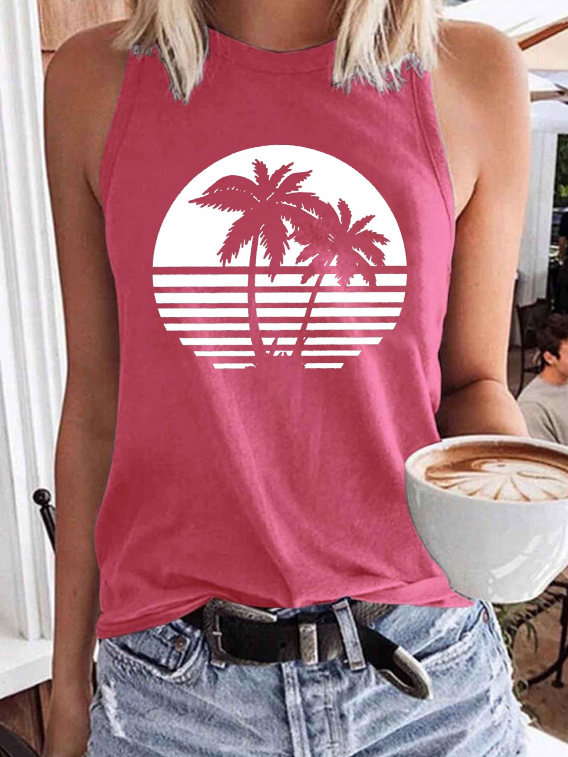 Graphic Print Sleeveless Tank Top Women's Clothing