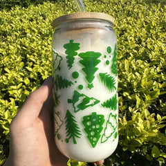 Green Christmas Tree Glass Cup Set - Holiday Gift